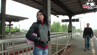 Skinny german slut perpetuate readily obtainable train station and fucked